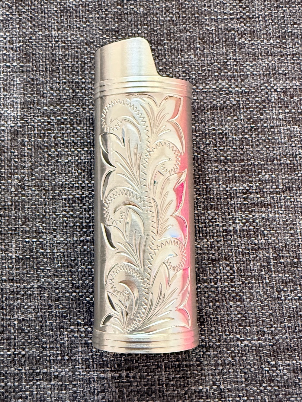 Engraved Silver Decorative Accent Cylinder - Silver